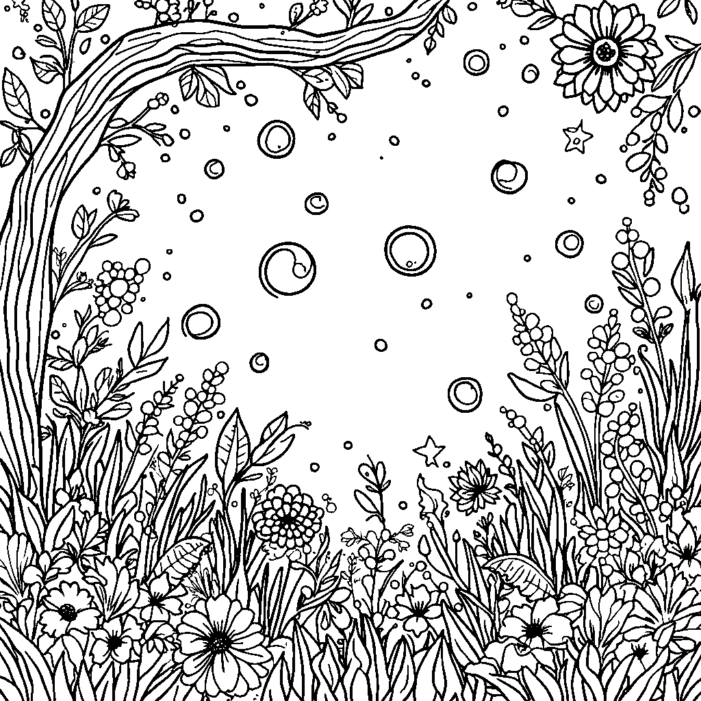 A garden filled with bubbles and bubble wands