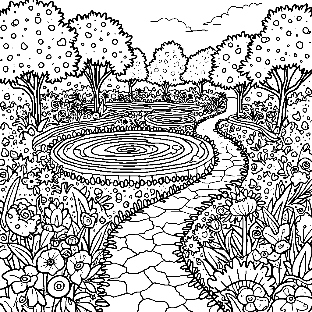 A garden maze filled with twists and turns