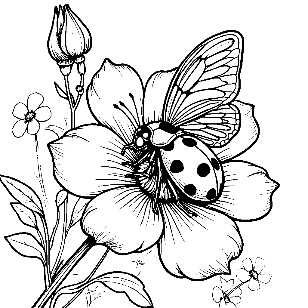 a ladybug landing on a delicate flower petal