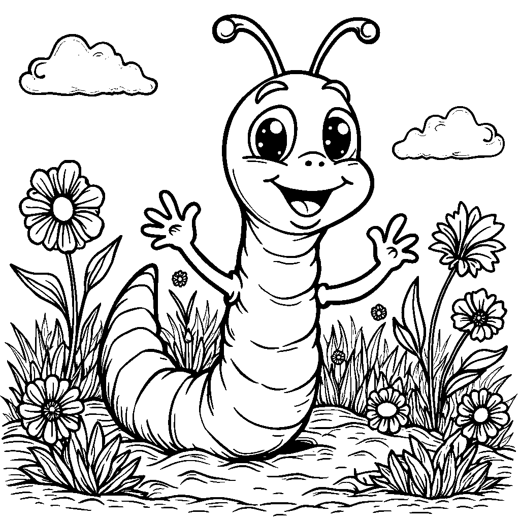 A friendly worm waving hello from beneath the soil in Banban's garden