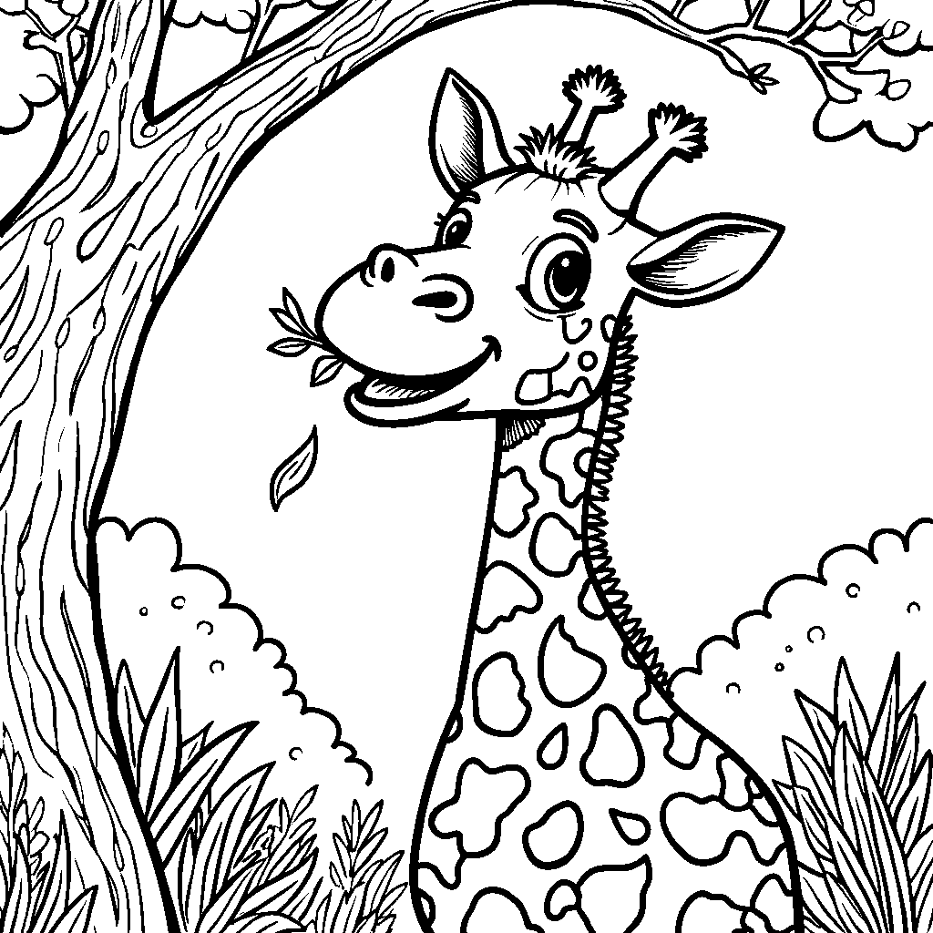 Giraffe having a snack attack, munching on leaves