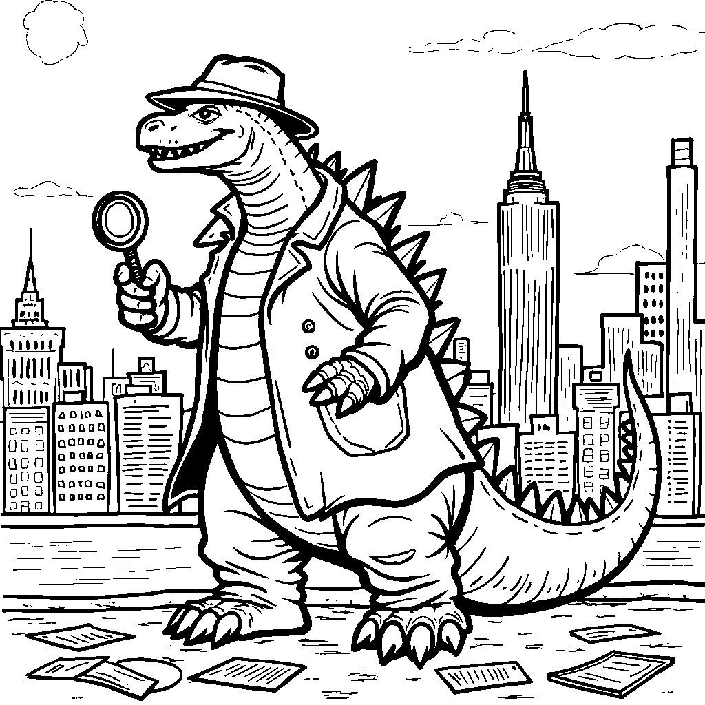 Godzilla as a detective, solving a mystery