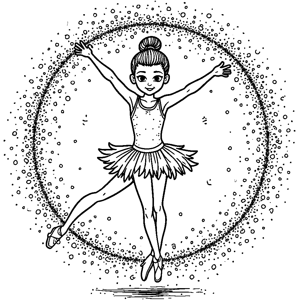 Gymnast surrounded by a halo of sparkles and glitter