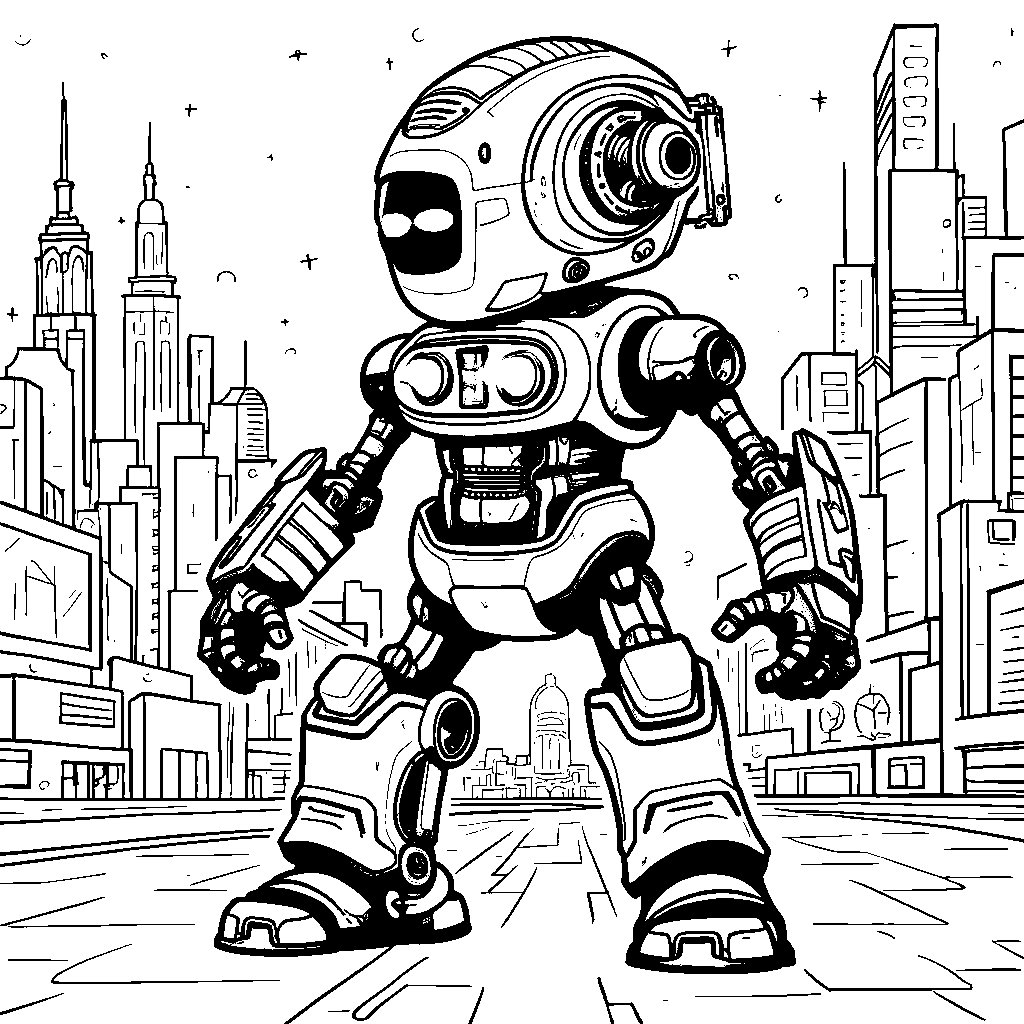 A futuristic robot with gears and wires