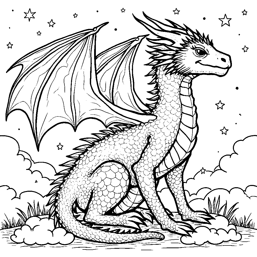 Fantasy dragon with intricate scales and wings