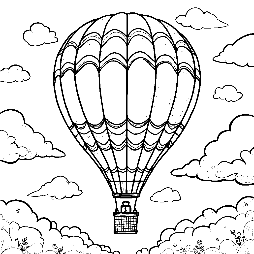 A hot air balloon with vibrant colors and patterns