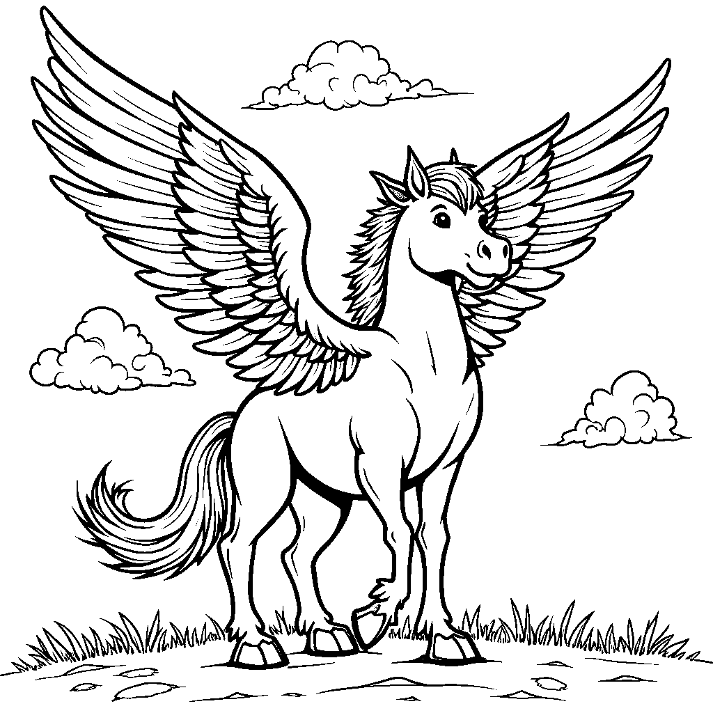 A Hippogriff spreading its wings, ready to fly