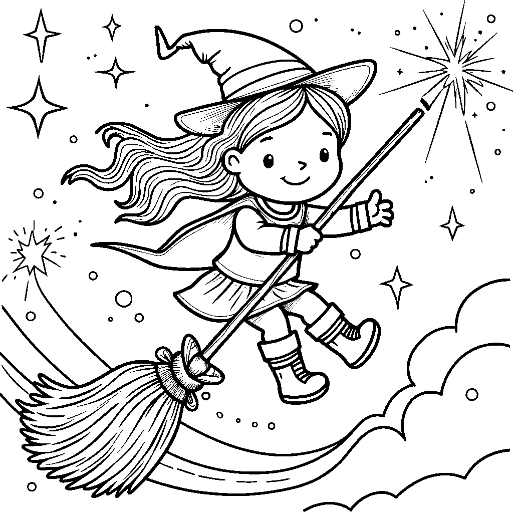 A magical broomstick taking off into the sky