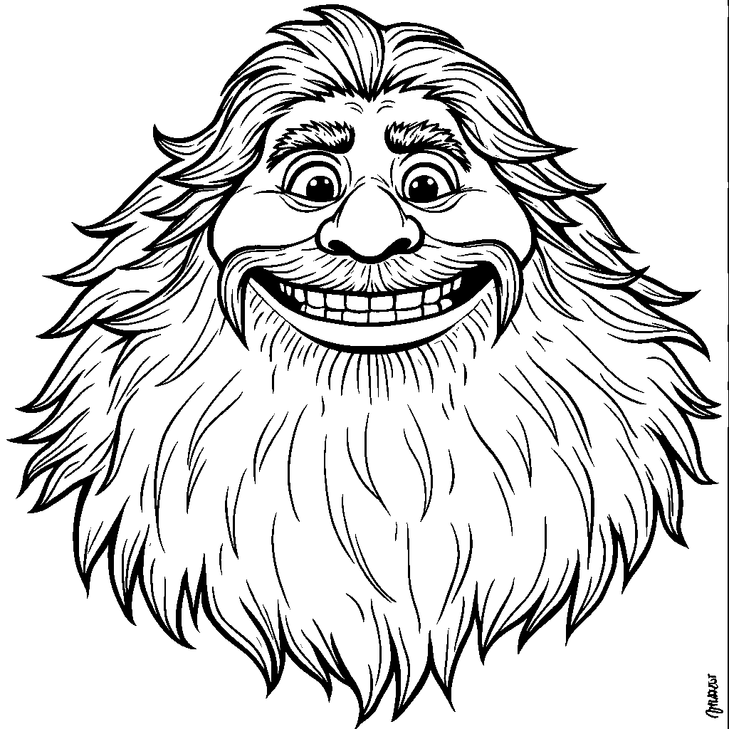 Hagrid's half-giant face with a warm and friendly smile