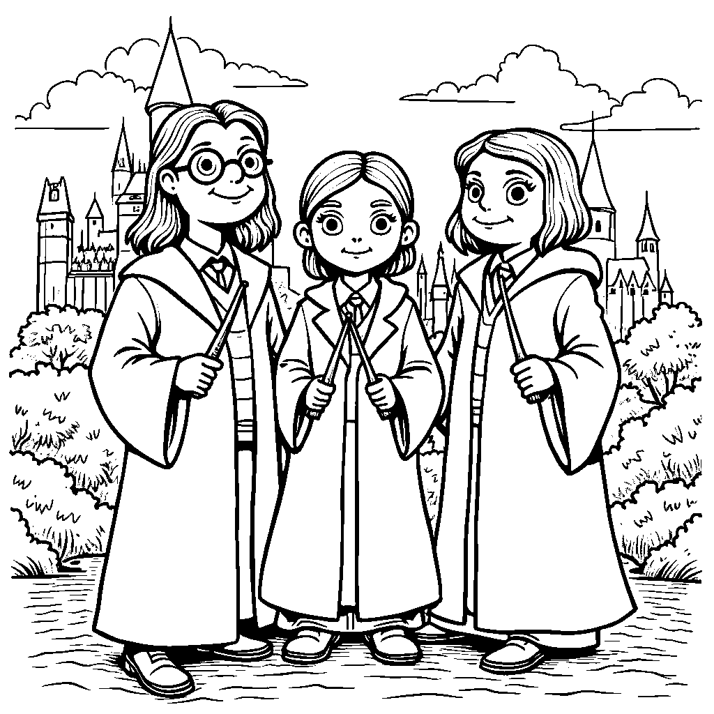 The Hogwarts staff, including McGonagall, Sprout, and Flitwick