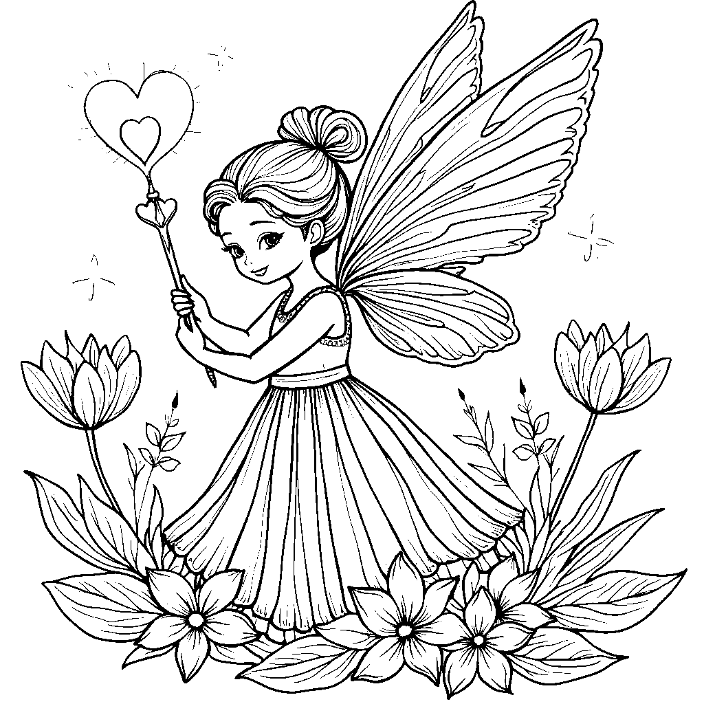 A Fairy Holding a Heart-Shaped Wand