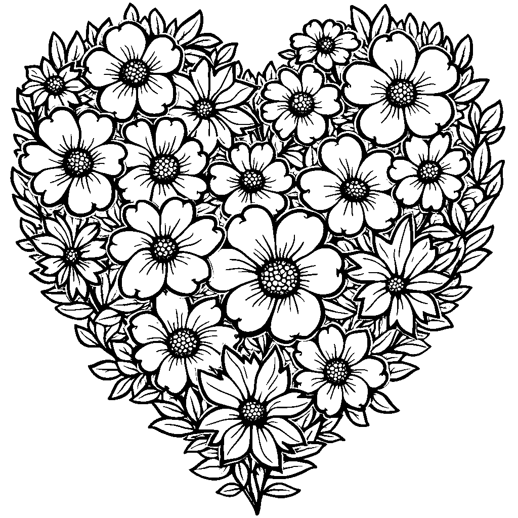 A Heart Made Out of Flowers and Vines