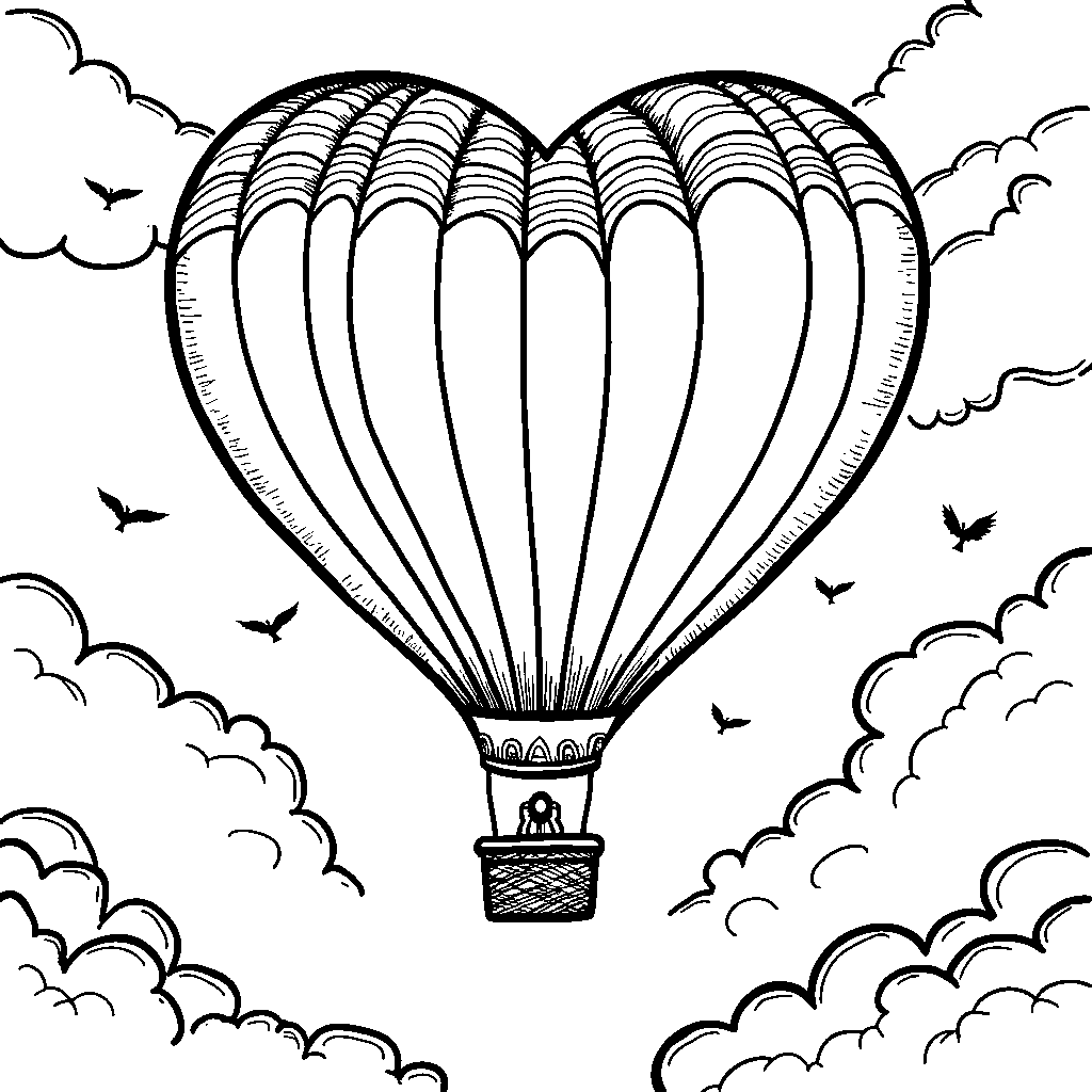 A Heart-Shaped Hot Air Balloon Soaring High