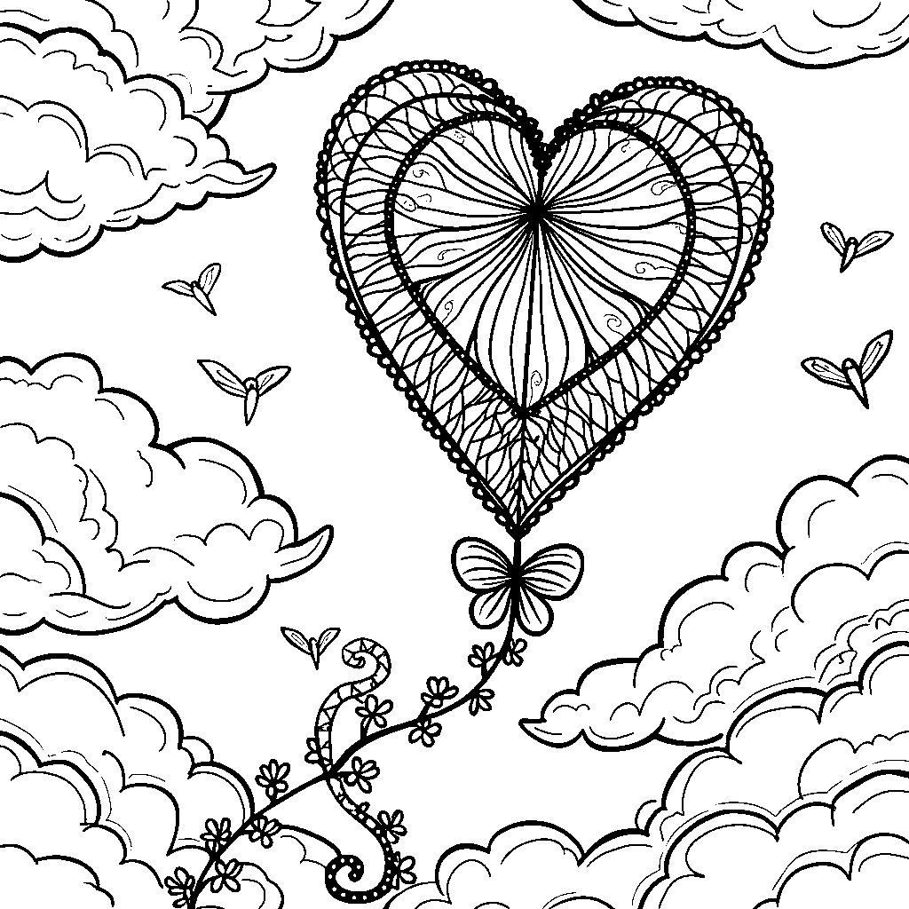 A Heart-Shaped Kite Flying High