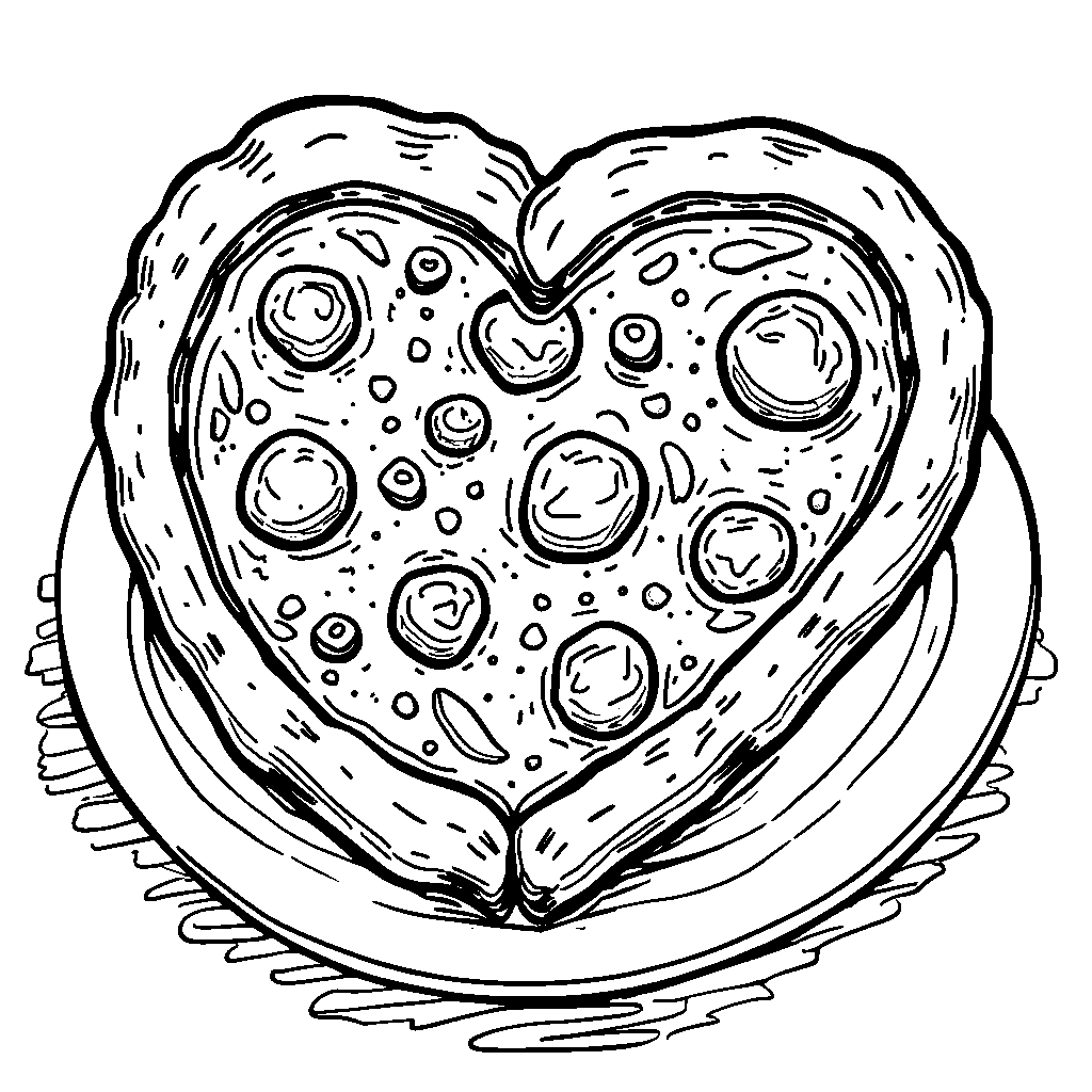 A Heart-Shaped Pizza with Toppings