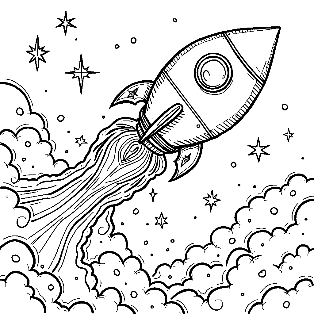 A Heart-Shaped Space Ship Blasting Off