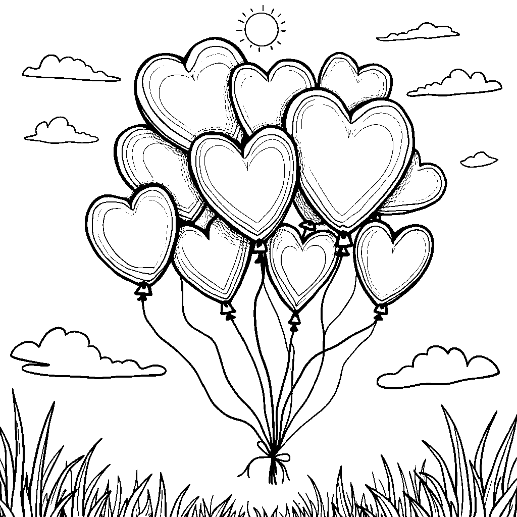 Heart-Shaped Balloons Floating in the Sky