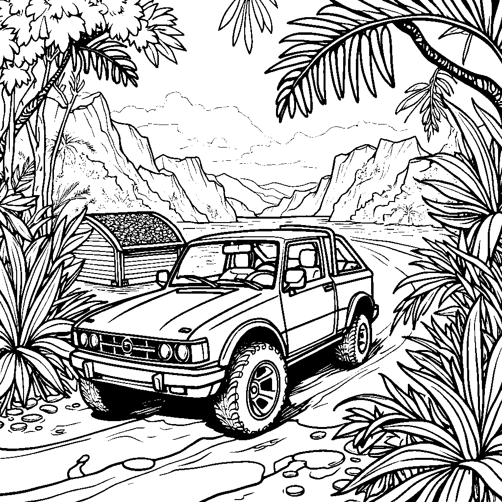 A Hot Wheels car on a treasure hunt in the jungle