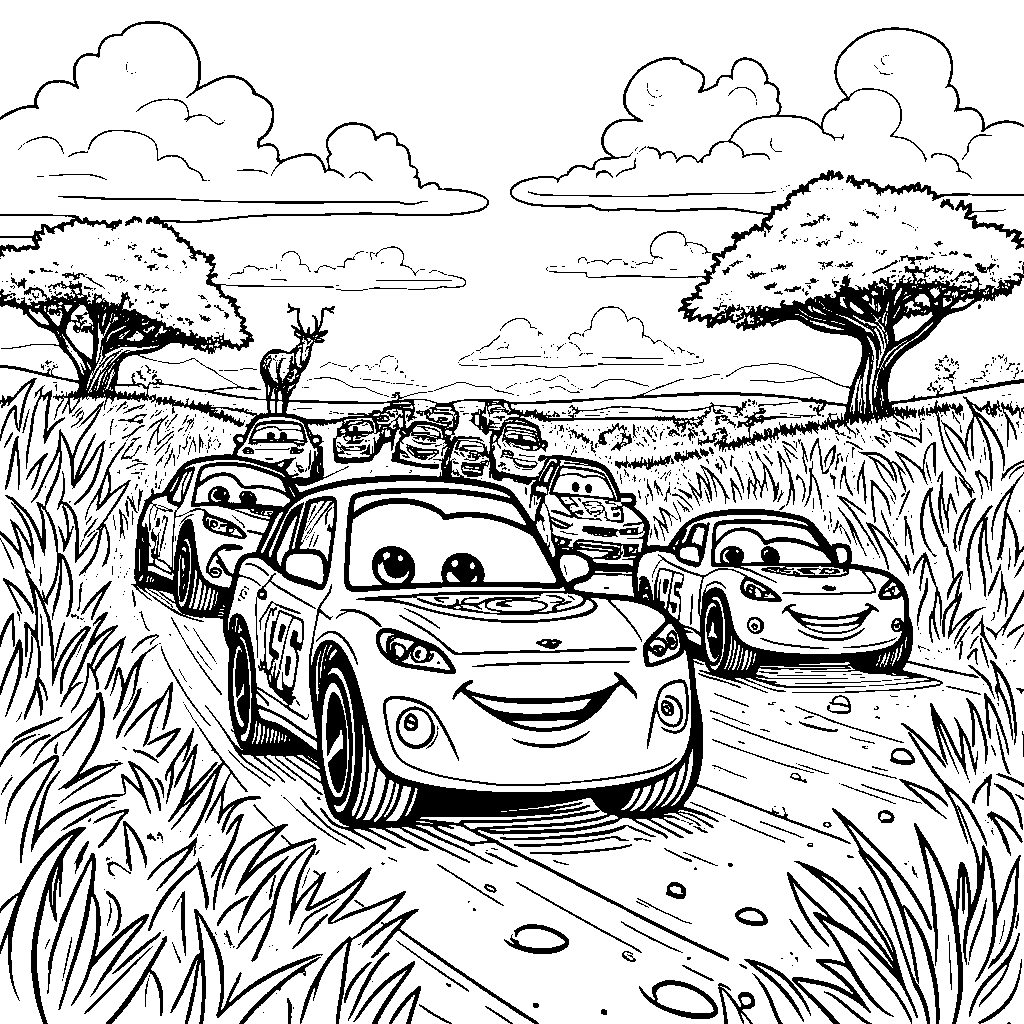 Hot Wheels cars on a safari adventure