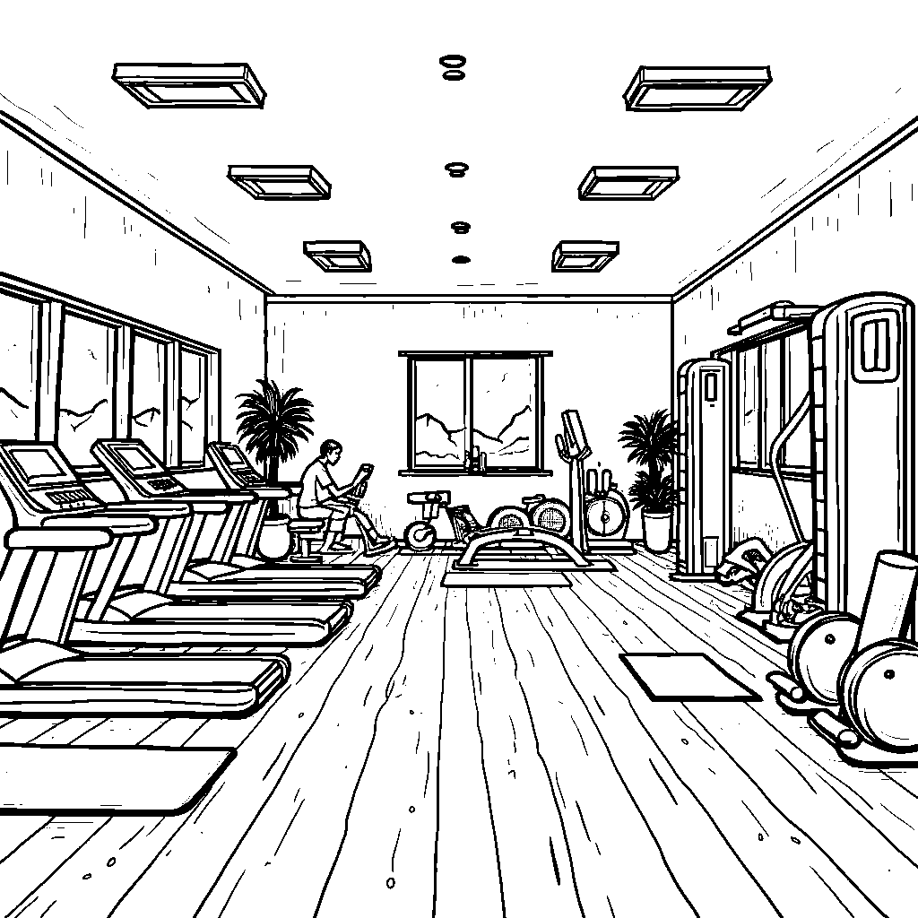 A house with a big gym and exercise equipment