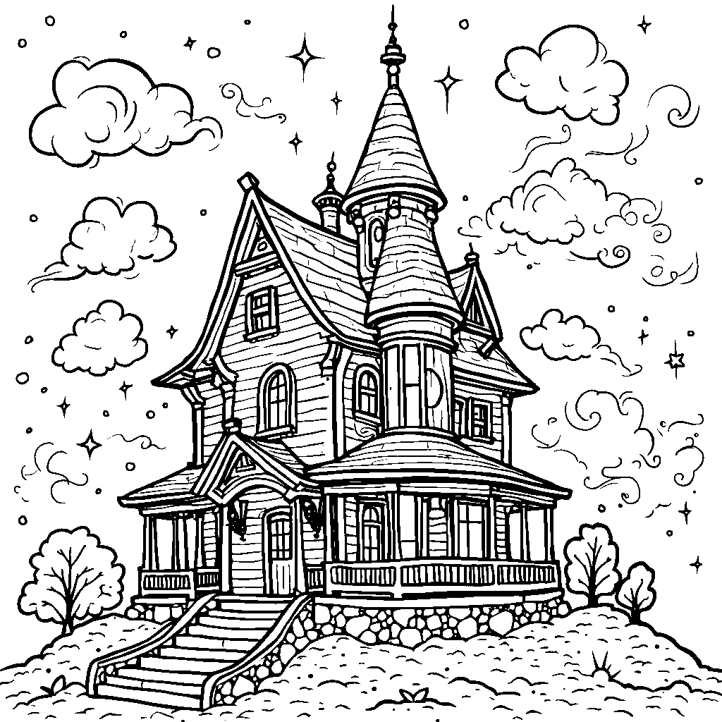 A house with a time machine and clock tower