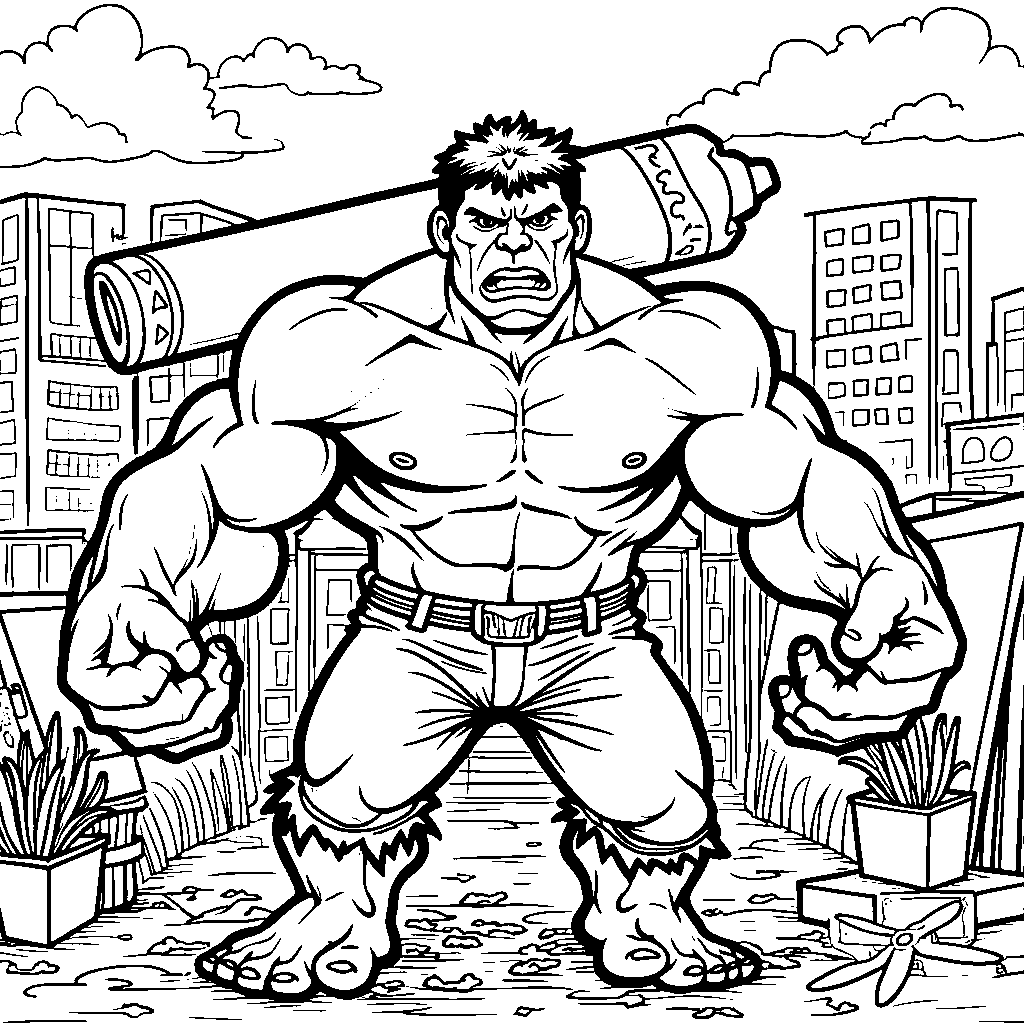 Hulk holding a giant crayon