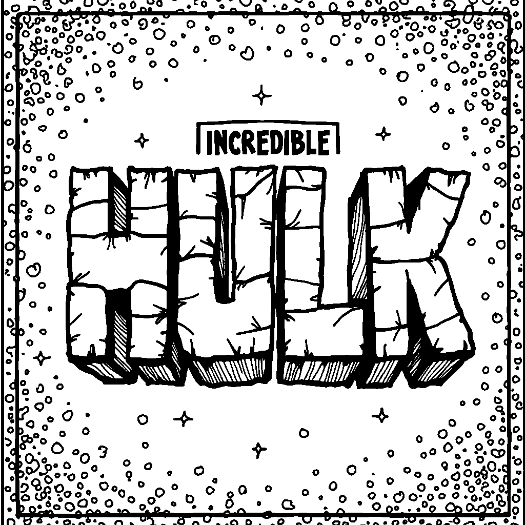 Hulk's Incredible Hulk logo with a colorful, sparkly border