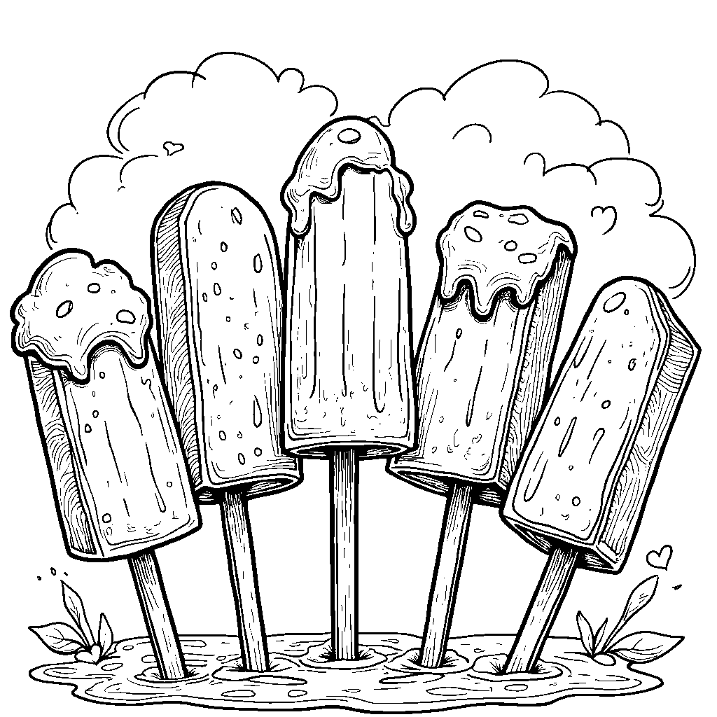 Colorful ice cream popsicles on a stick