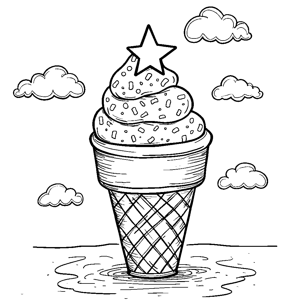 Ice cream cone with a star on top