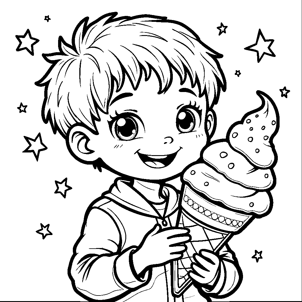 A kid making a wish on an ice cream cone