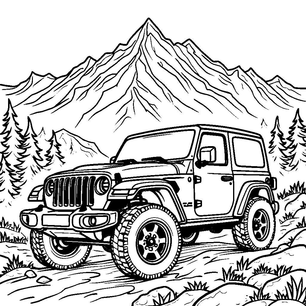 Jeep riding through a beautiful mountain range