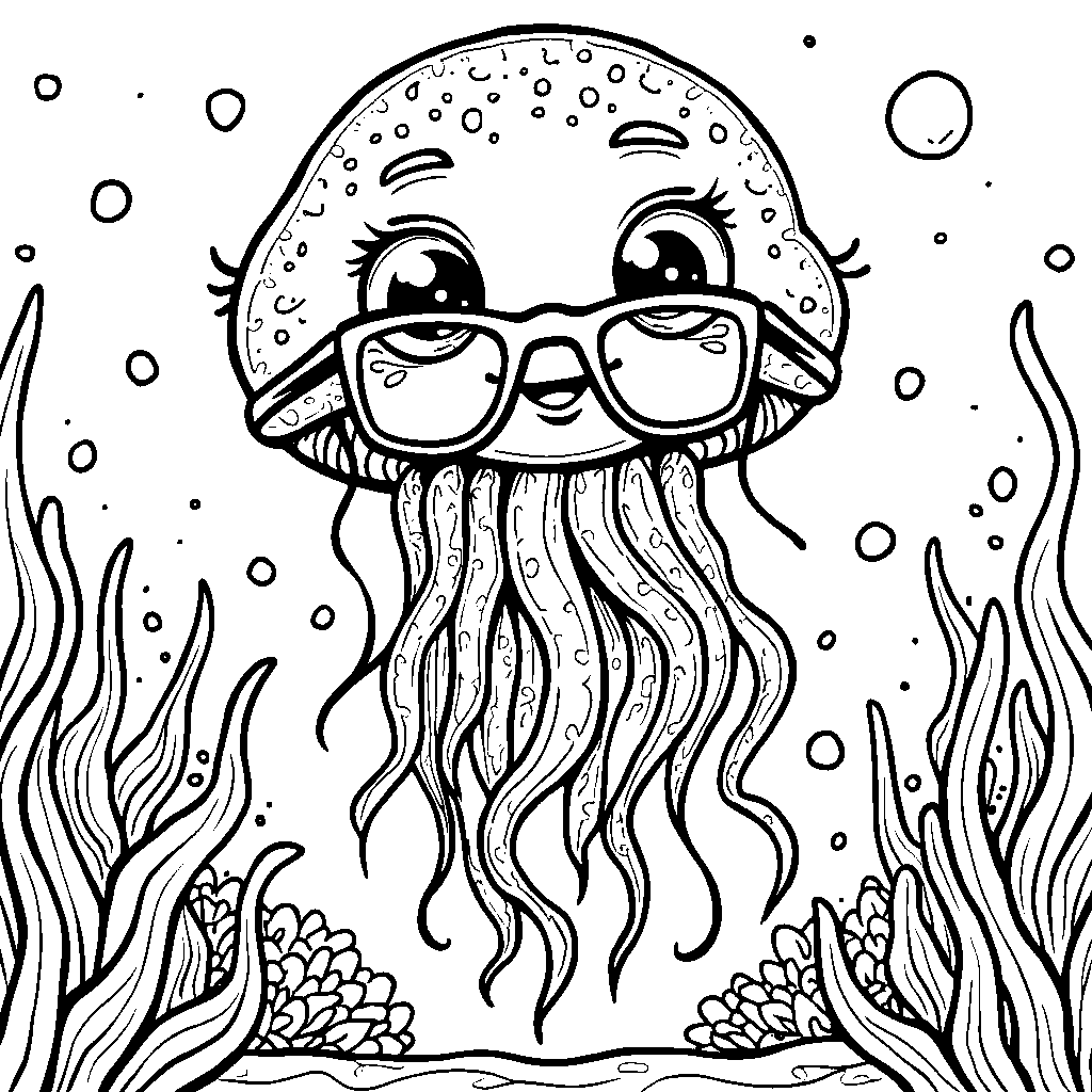 A jellyfish wearing sunglasses and a Hawaiian shirt