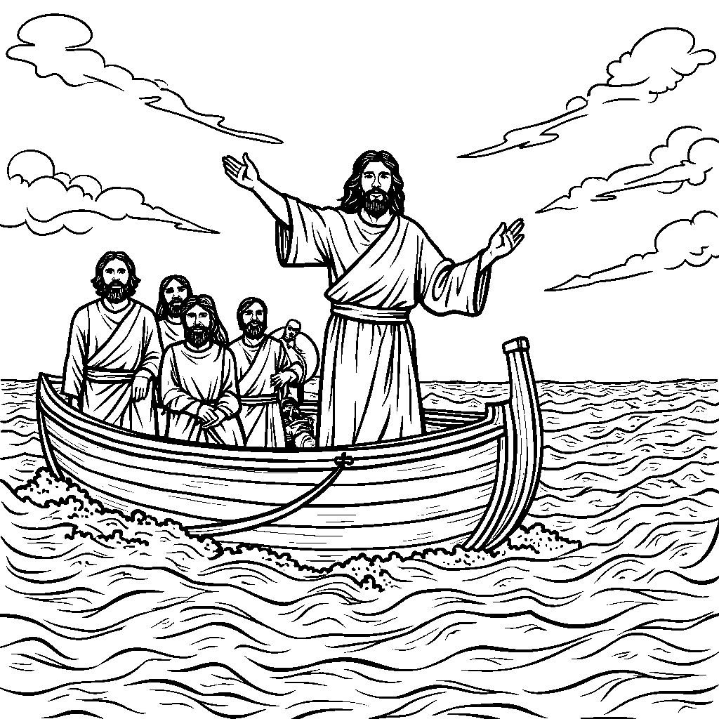 Jesus calming a stormy sea