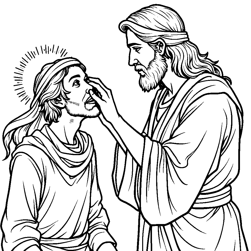 Jesus healing a blind man