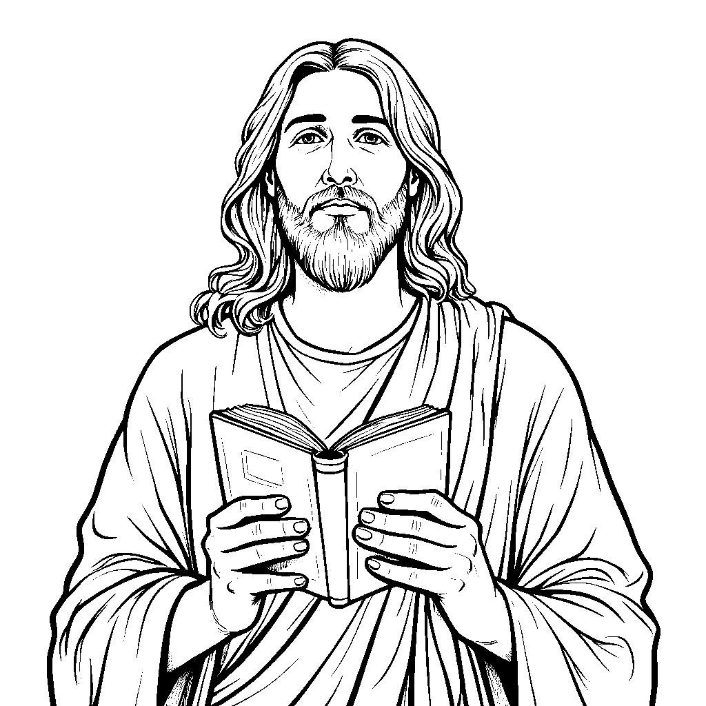 Jesus holding a Bible