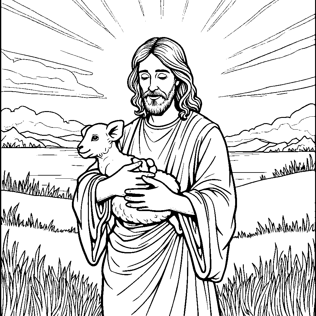 Jesus holding a lamb