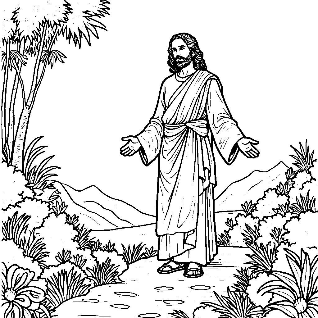 Jesus in a beautiful landscape