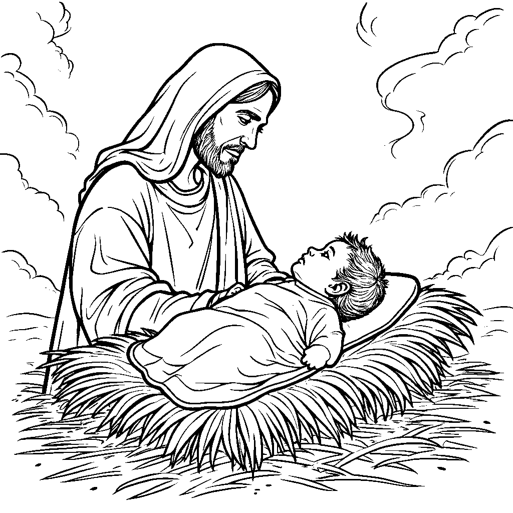 Jesus in the manger as a baby