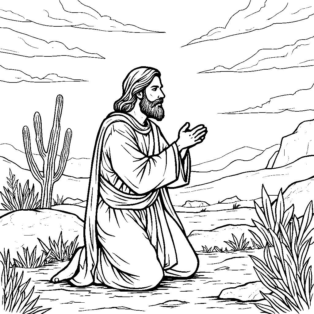 Jesus praying in the desert