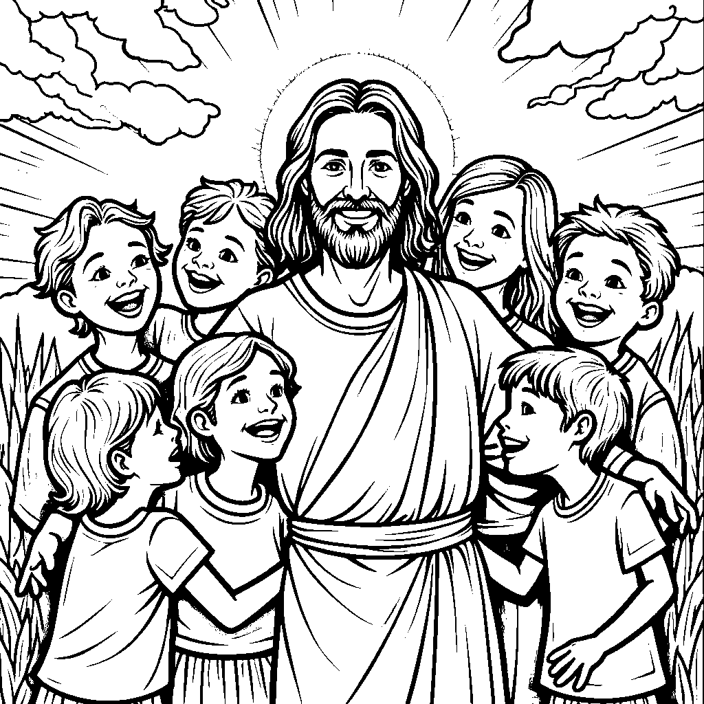 Jesus with children from around the world