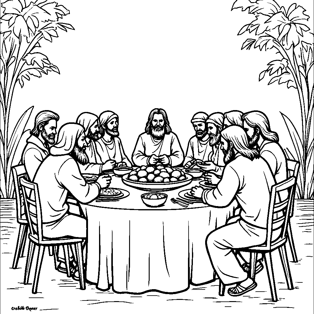 The Last Supper with Jesus and his disciples