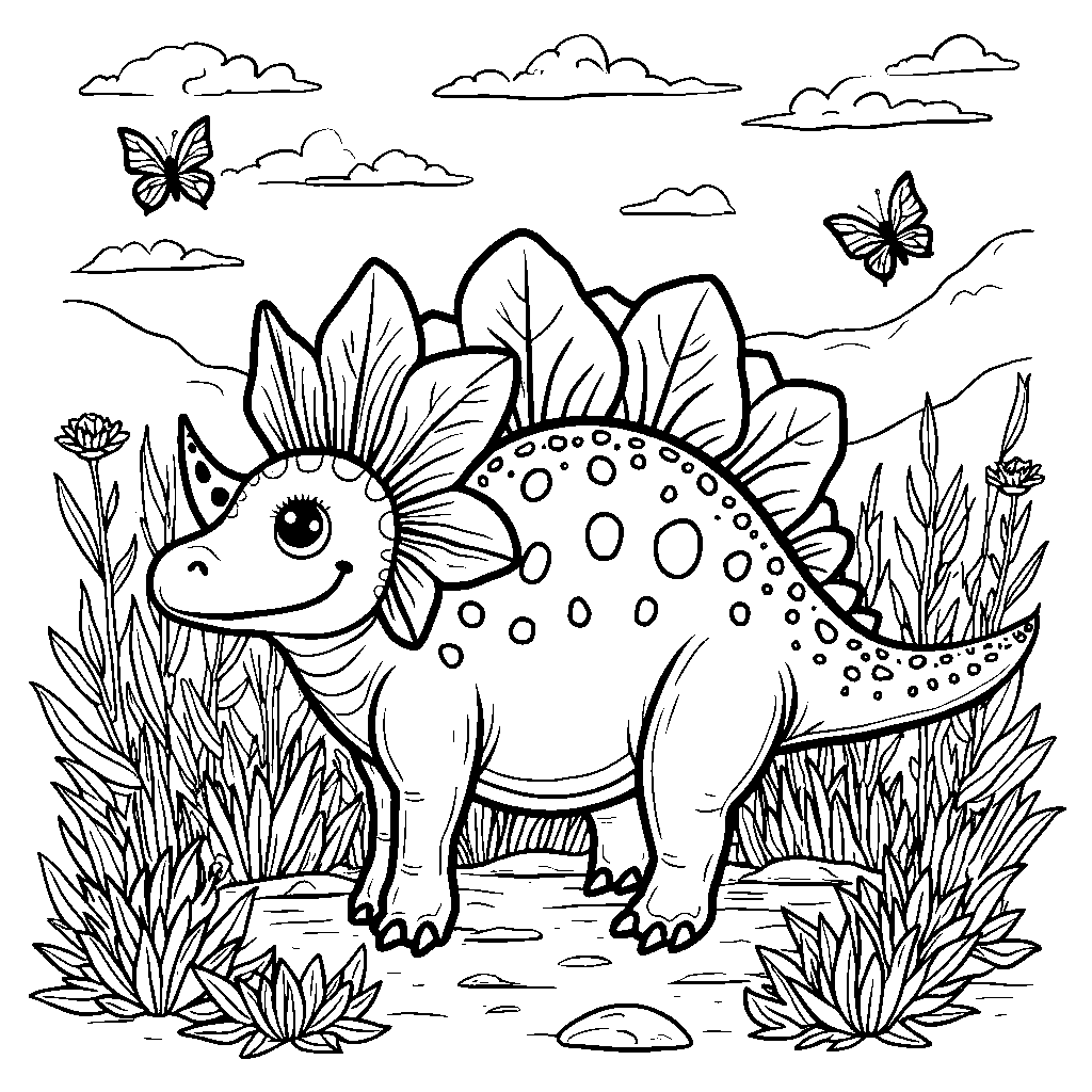 A friendly Ankylosaurus with a heart-shaped tail