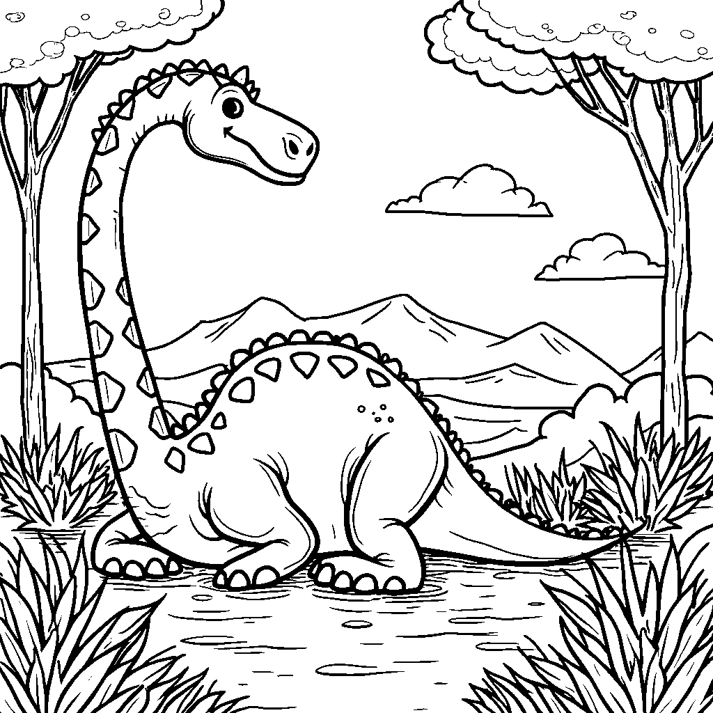 A gentle Brachiosaurus taking a nap