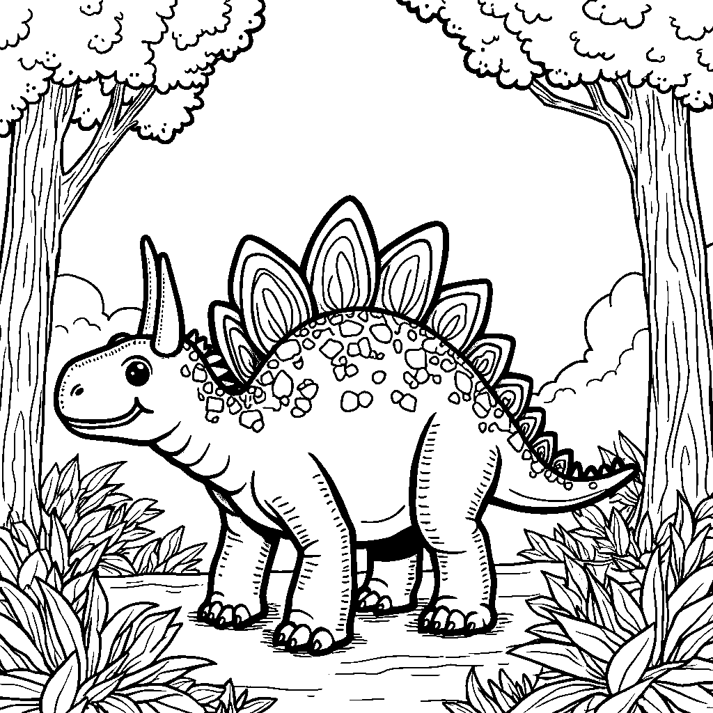 A Stegosaurus with rainbow-colored plates