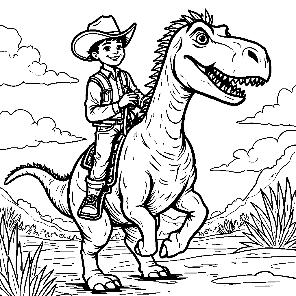 Owen Grady riding a velociraptor like a horse