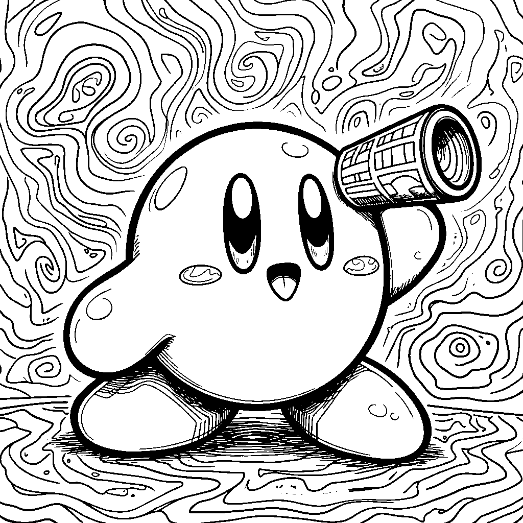 Kirby playing with a kaleidoscope