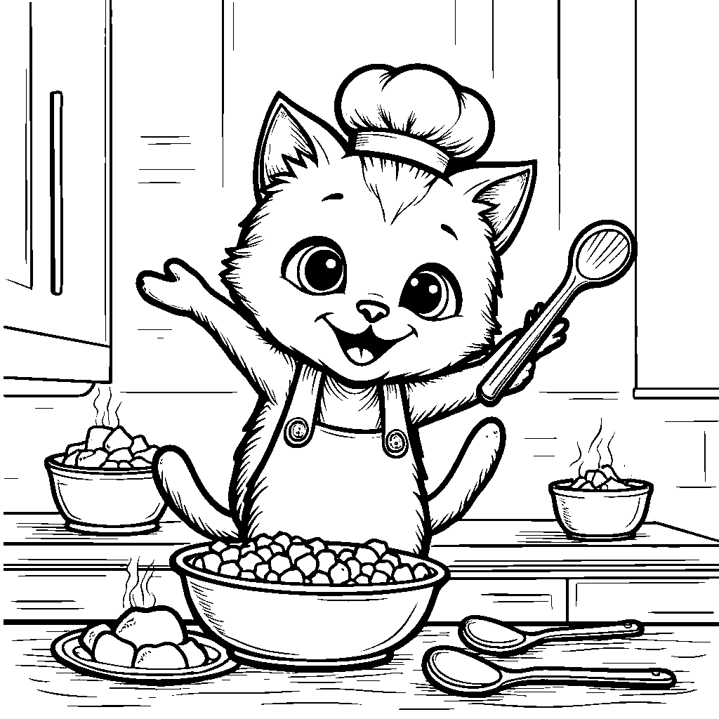 kitten in a chef's hat