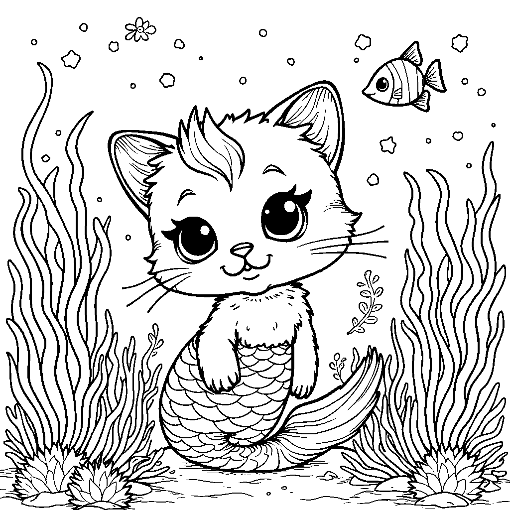 Kitten in a mermaid tail