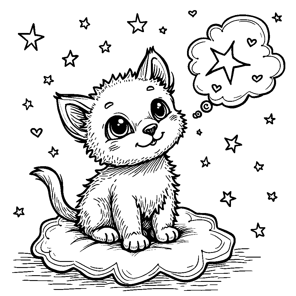 kitten making a wish on a star