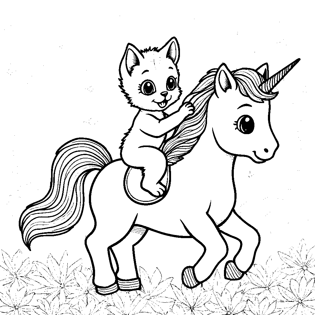 kitten riding a unicorn